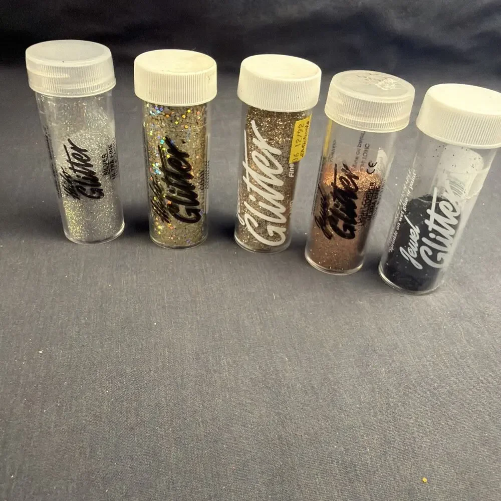 Assorted Craft Glitter 70 Lot, Multicolor, Glass Beads, Jars Bottles & Bags